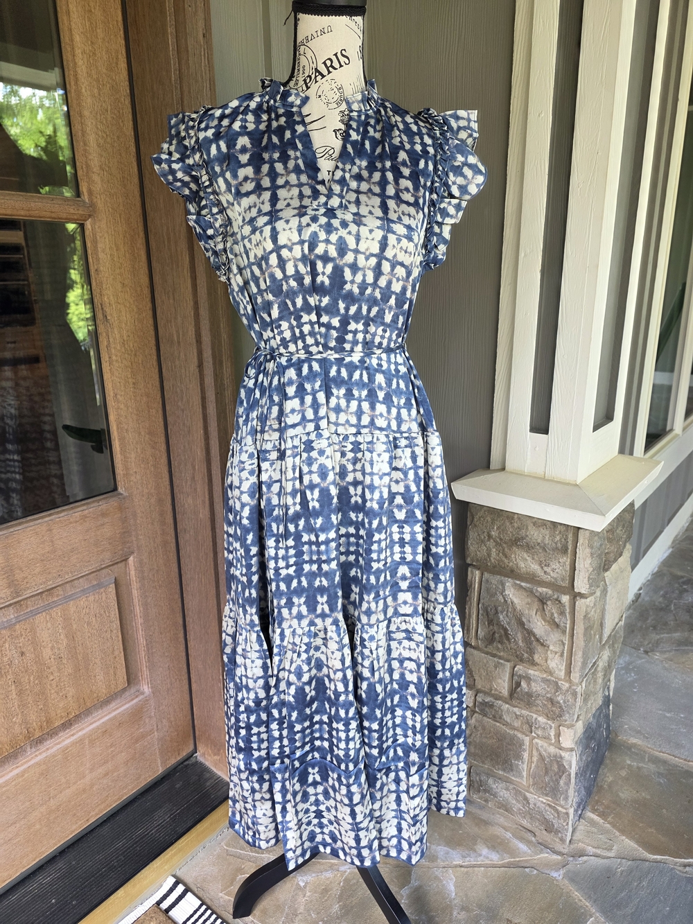 Pinch Abstract Blue and White Midi Dress-NWT